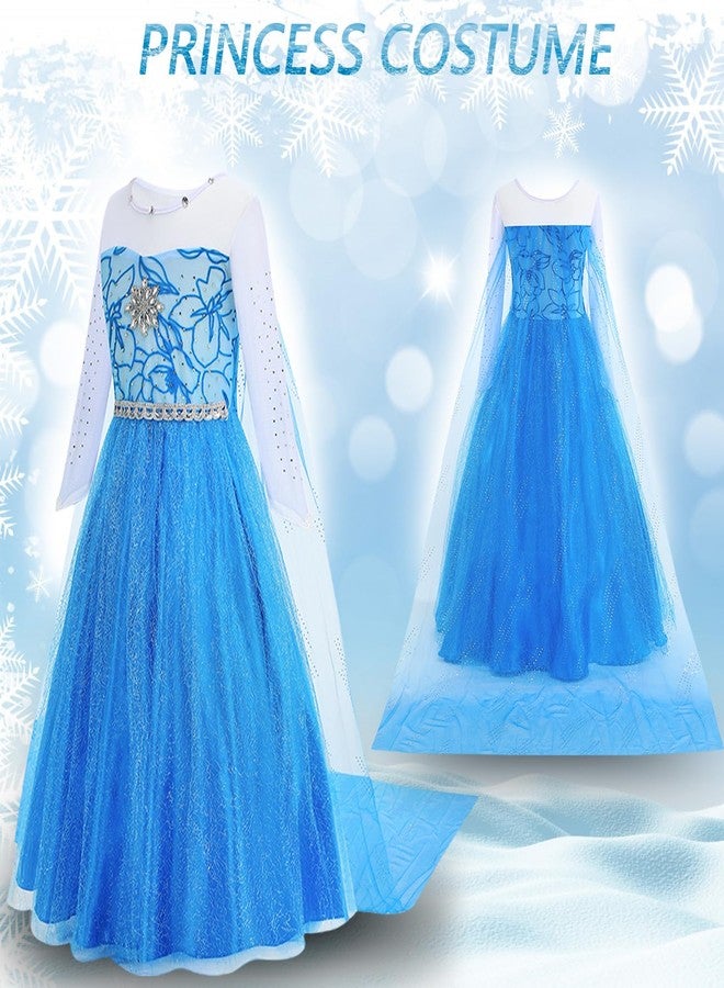 IBQ Girls Blue Dress Set for Kids Princess Costume Cosplay Cute Dress Up Birthday Outfits Gift Theme Party BQ055M - Image 4